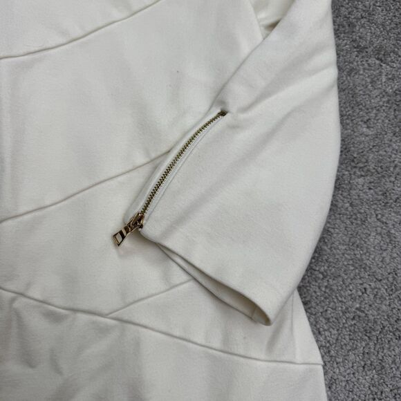 Chico's Midi Sheath Dress Womens 0 us 4 Cream Ivory 3/4 Sleeve Ponte Knit Work - Picture 5 of 16